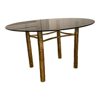 Table à manger, faux bambou doré, 1970s