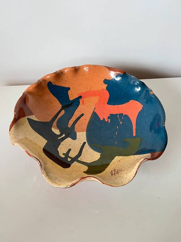 Abstract glazed ceramic fruit bowl / bowl / fruit basket