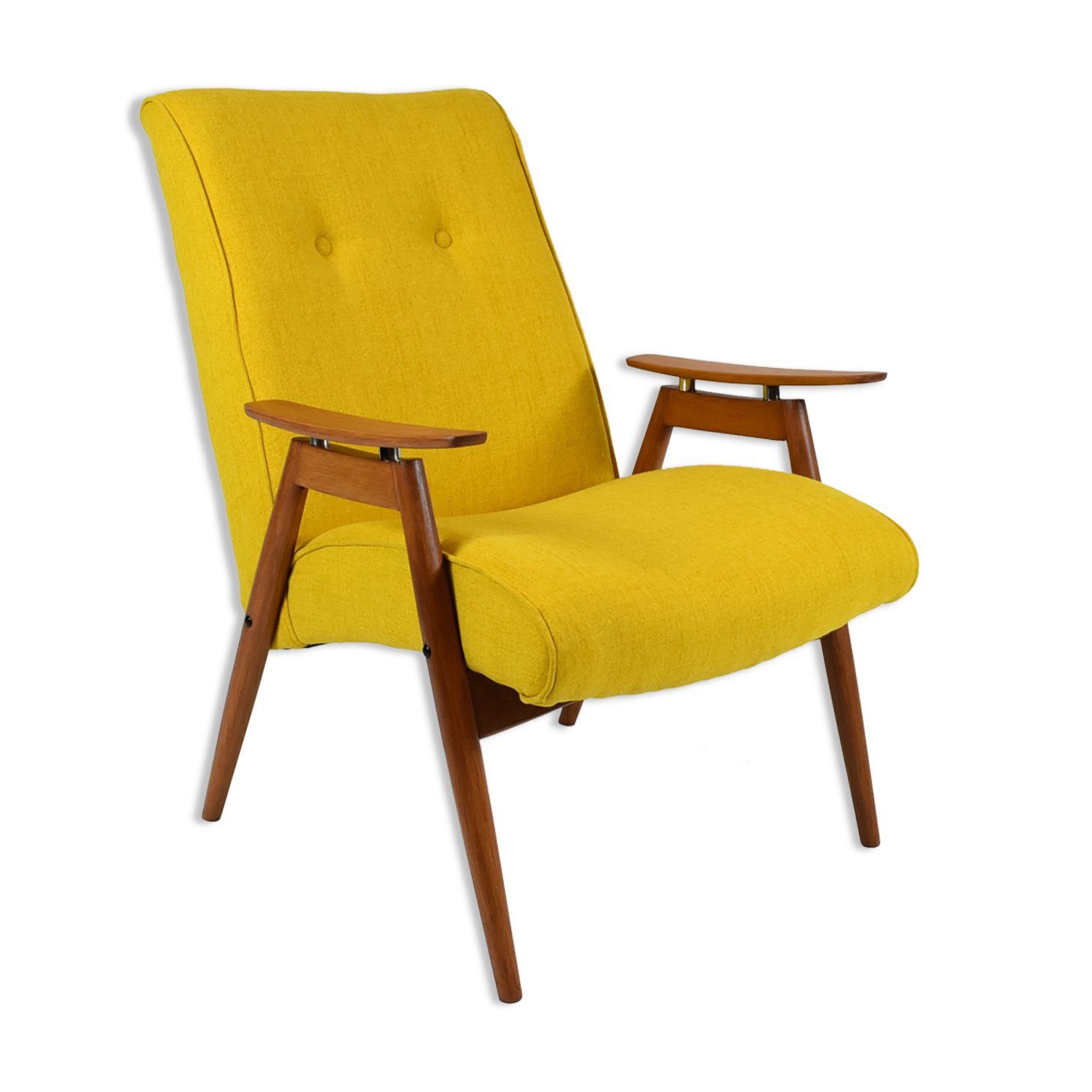 Czech original armchair TON, type 6950, 1960s, yellow, restored