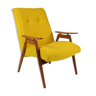 Czech original armchair TON, type 6950, 1960s, yellow, restored
