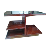 Table basse art déco en palissandre et miroir