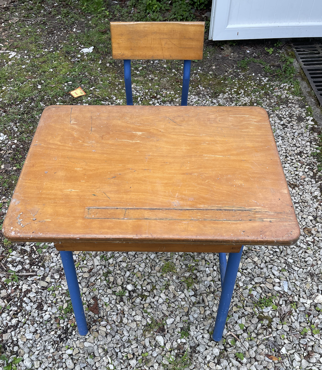 Vintage 60s  school desk wood and metal