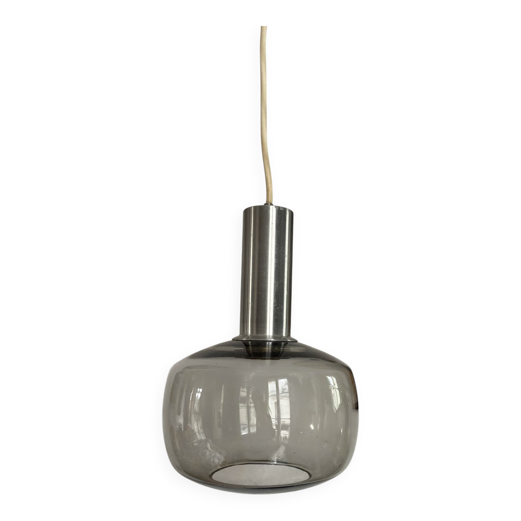 Space Age chandelier, smoked glass and chrome, seventies