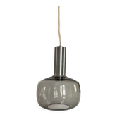 Lustre space age verre fumé et chrome seventies