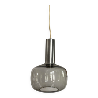 Space Age chandelier, smoked glass and chrome, seventies