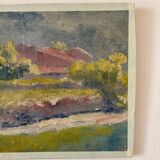 Peinture à l'huile sur toile "Maison et forêt" n°36