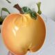 Large vintage salad bowl slip apple shape hand painted earthenware