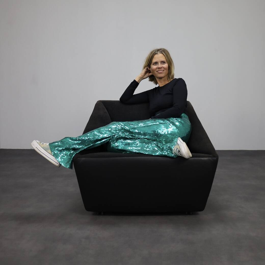 Postmodern Leather Armchair on Wheels by Cor