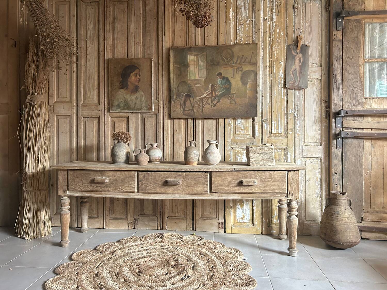 Ancienne table à cruche , console