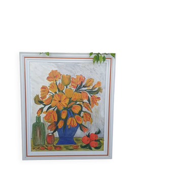 Oil on canvas flower