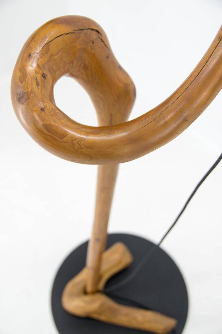 1960s Mid-Century Modern Sculptural Wooden and Veneer Floor Lamp