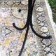 Vintage Black Wrought Iron Floor Lamp with Curved Arabesque Shape from the 60s/70s