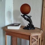 Dolphin night light globe orange glass paste