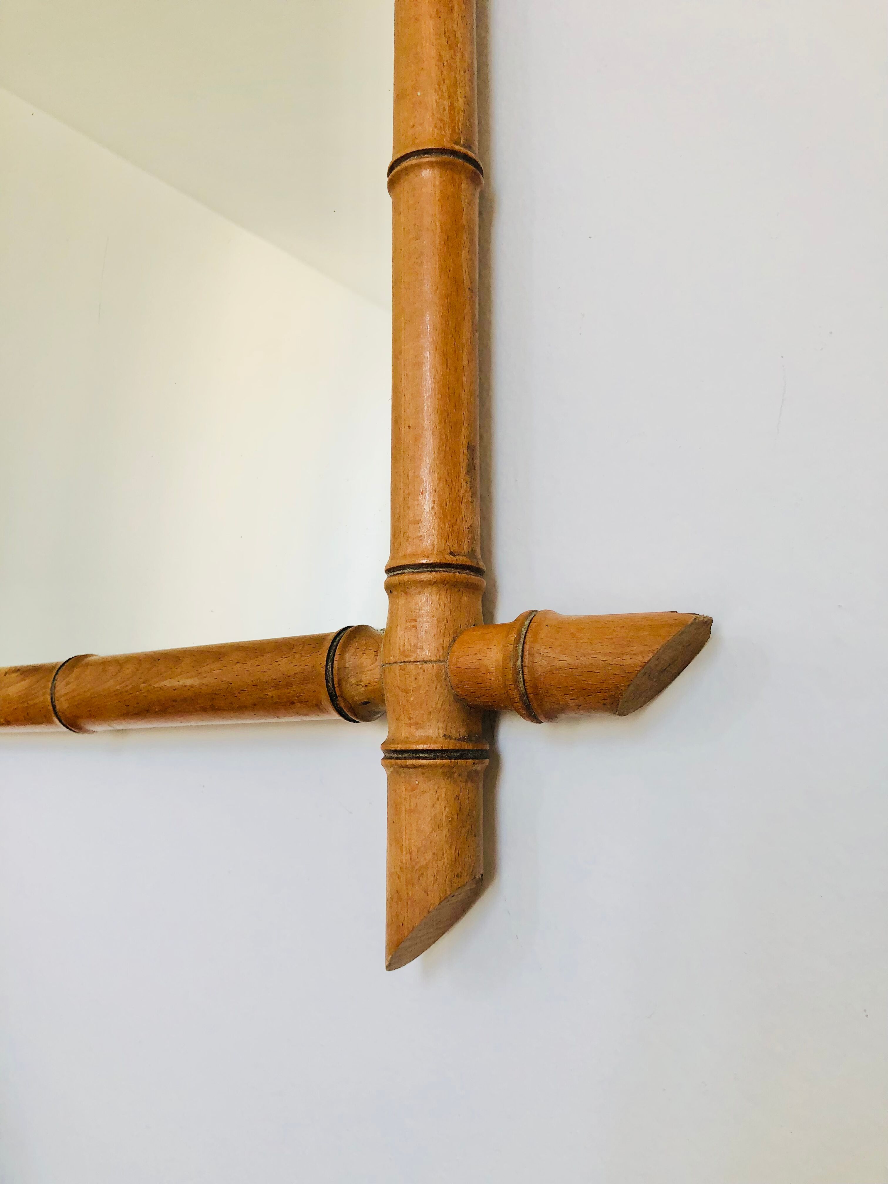 Wall mirror in faux bamboo wood 60x48cm