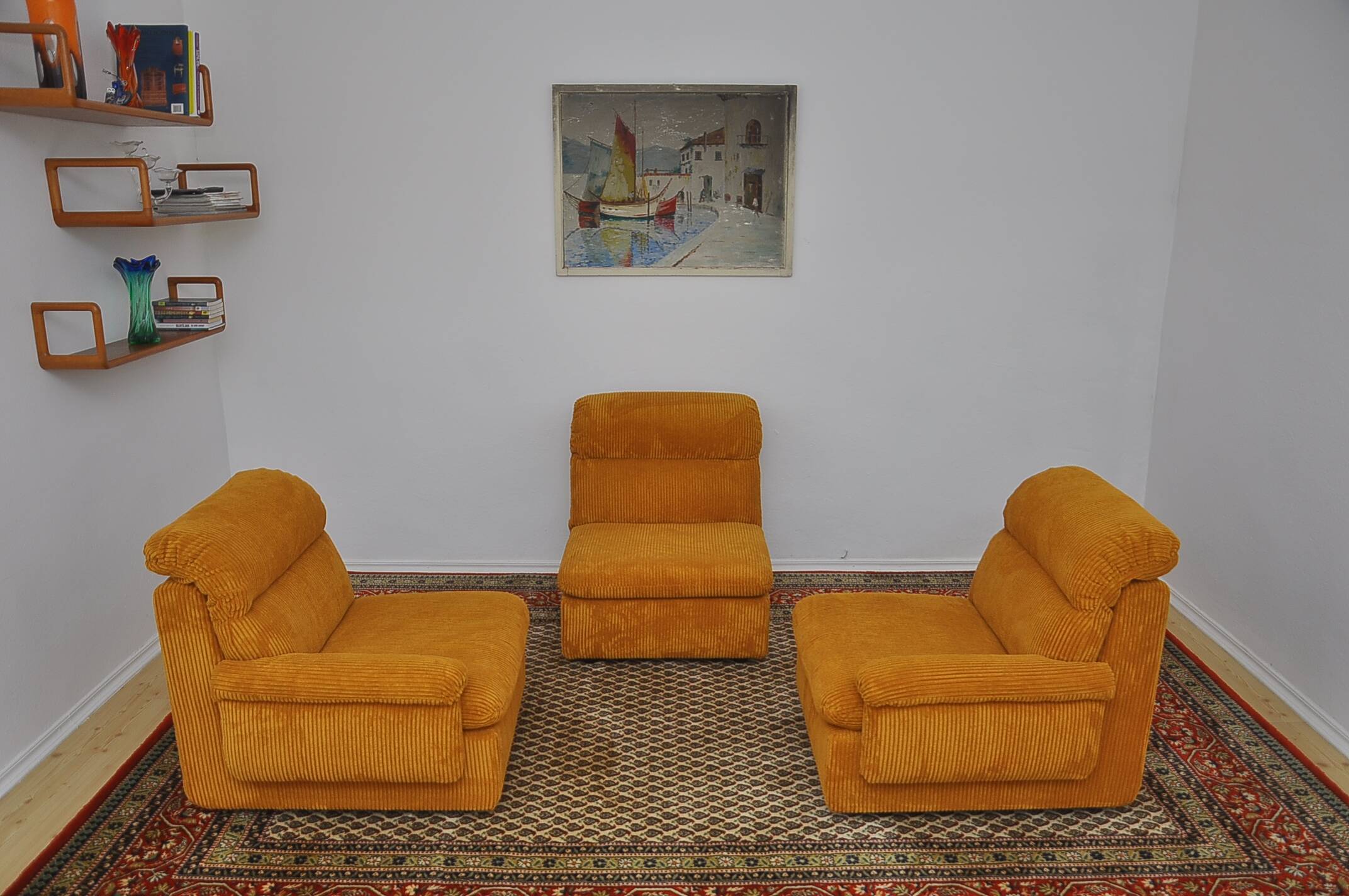 Corduroy modular sofa, 1970s, set of 3