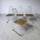 Set de 4 chaises design en cuir décoré à main et acier, années 1970