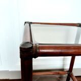 Rattan shelf and smoked glass 1970