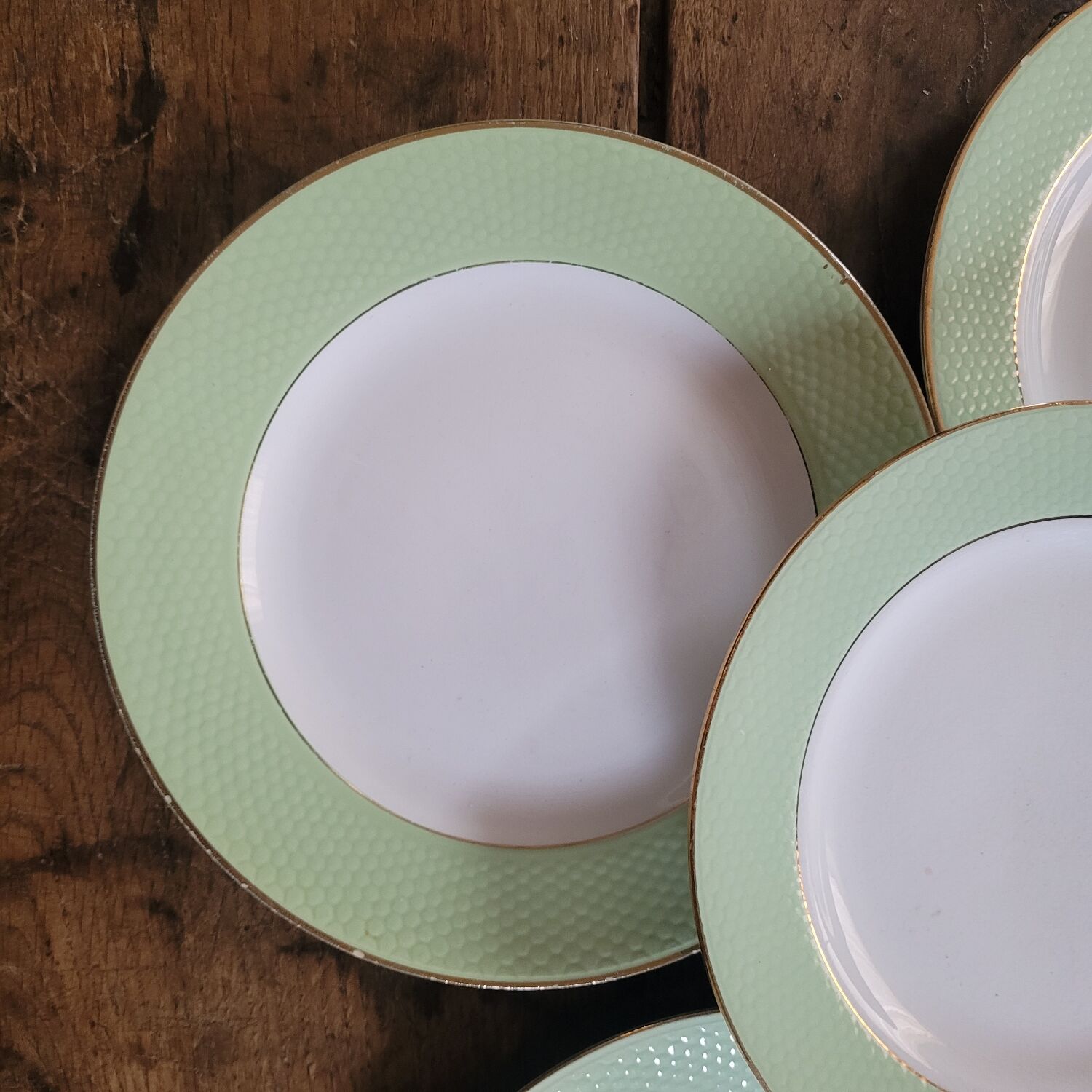 50s celadon green dinner plates