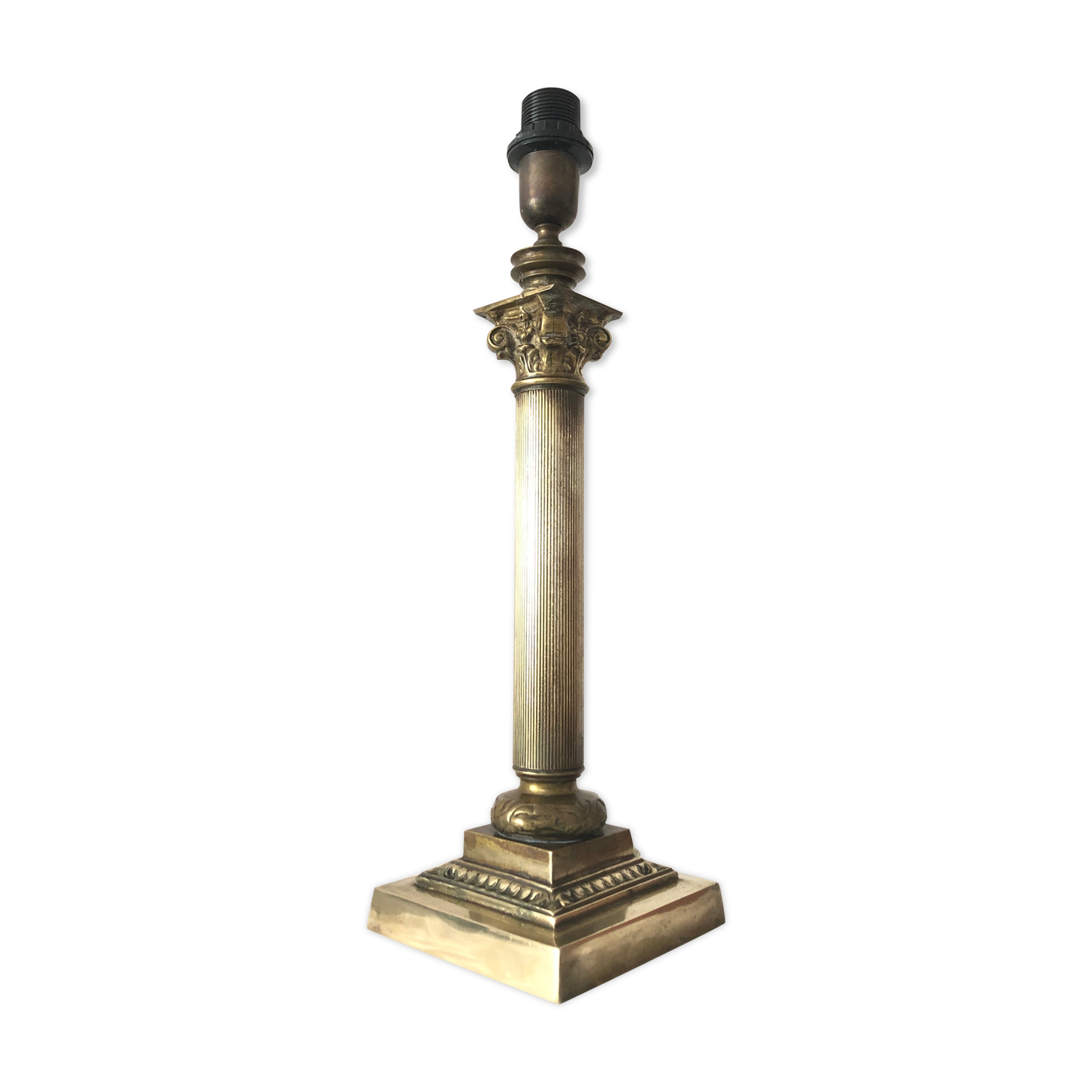 Pied de lampe ancien colonne en bronze