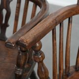Antique set of 4 English Windsor lowback chairs with character