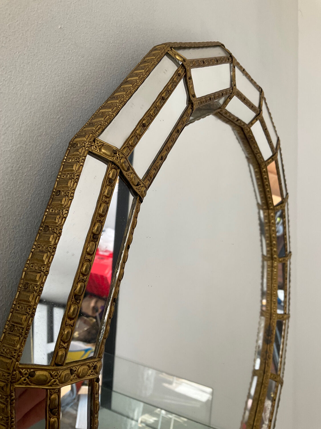 Vintage mirror in brass and parcloses 60s