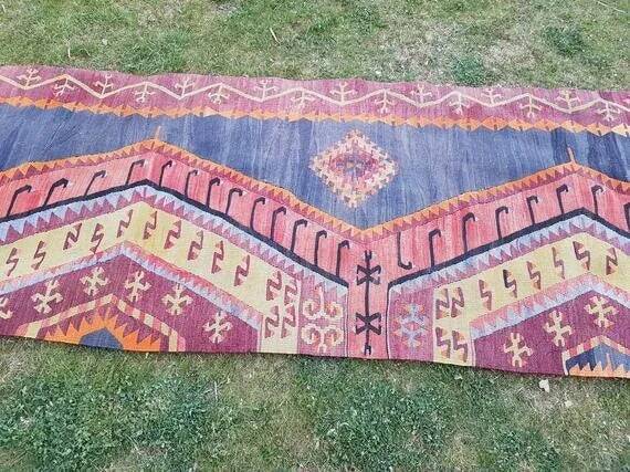Vintage Turkish hallway rug 83x337 cm