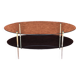 Table basse 1950-60 ovale 2 plateaux verre blanc et noir