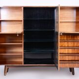 Restored Art Deco Bookcase Sideboard, Walnut, Revived Polish, Czech, 1920s