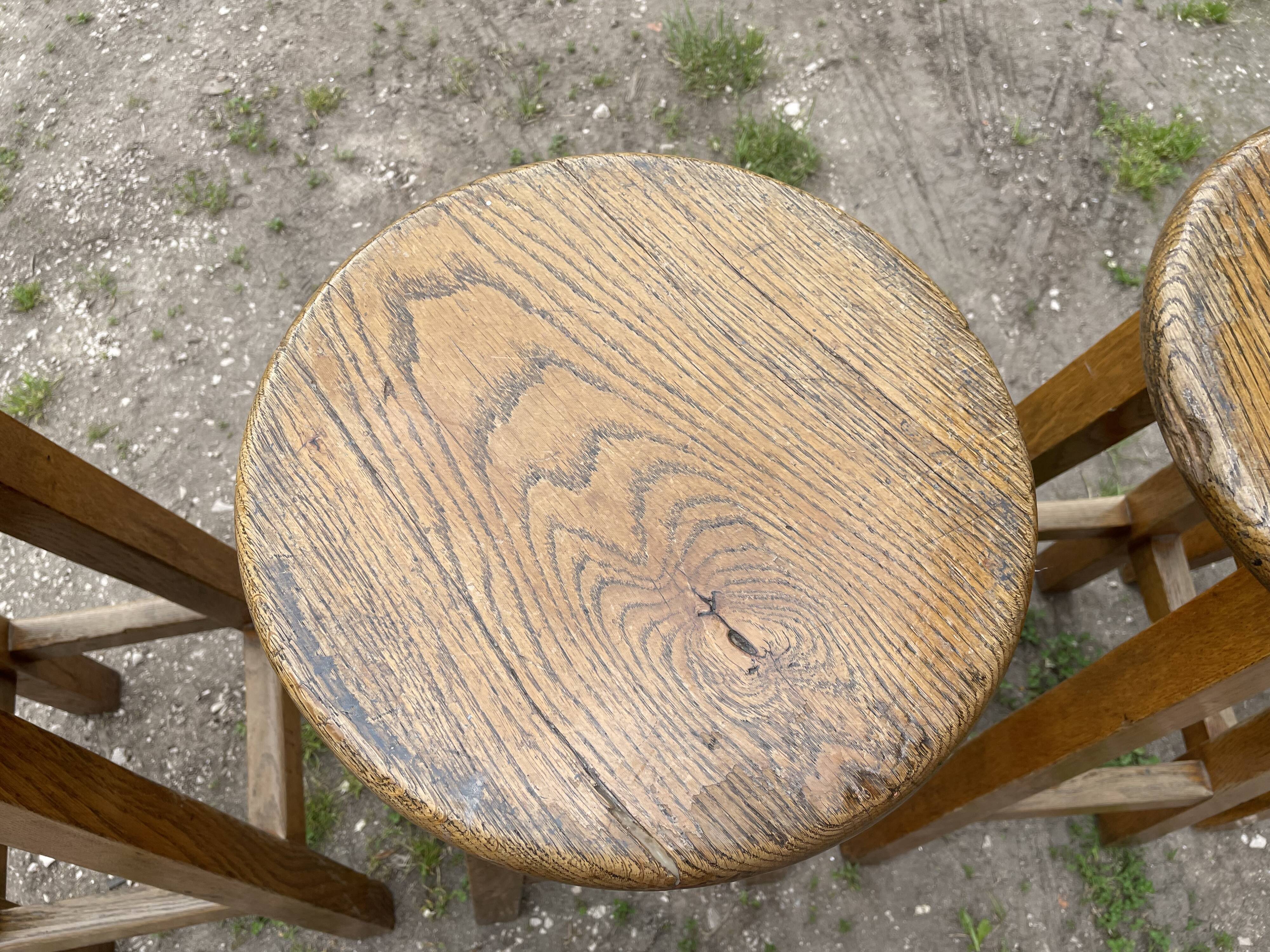 4 high bar stools in solid oak