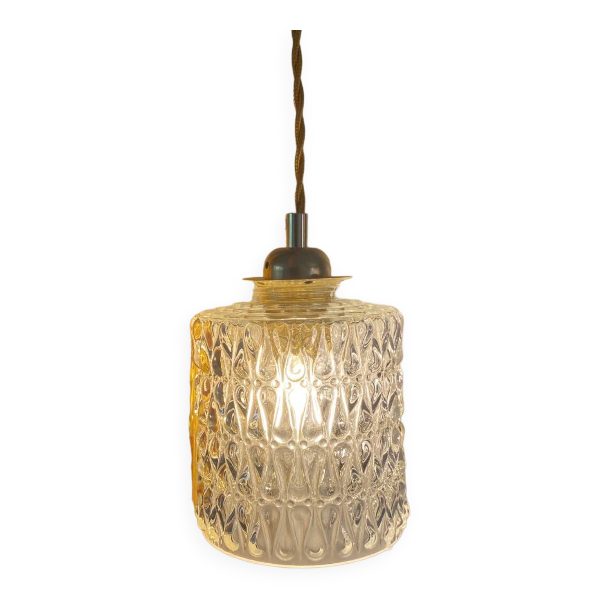 Walking lamp with vintage transparent glass globe