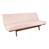 Canapé vintage des années 60 en bois de teck et tissu design danois