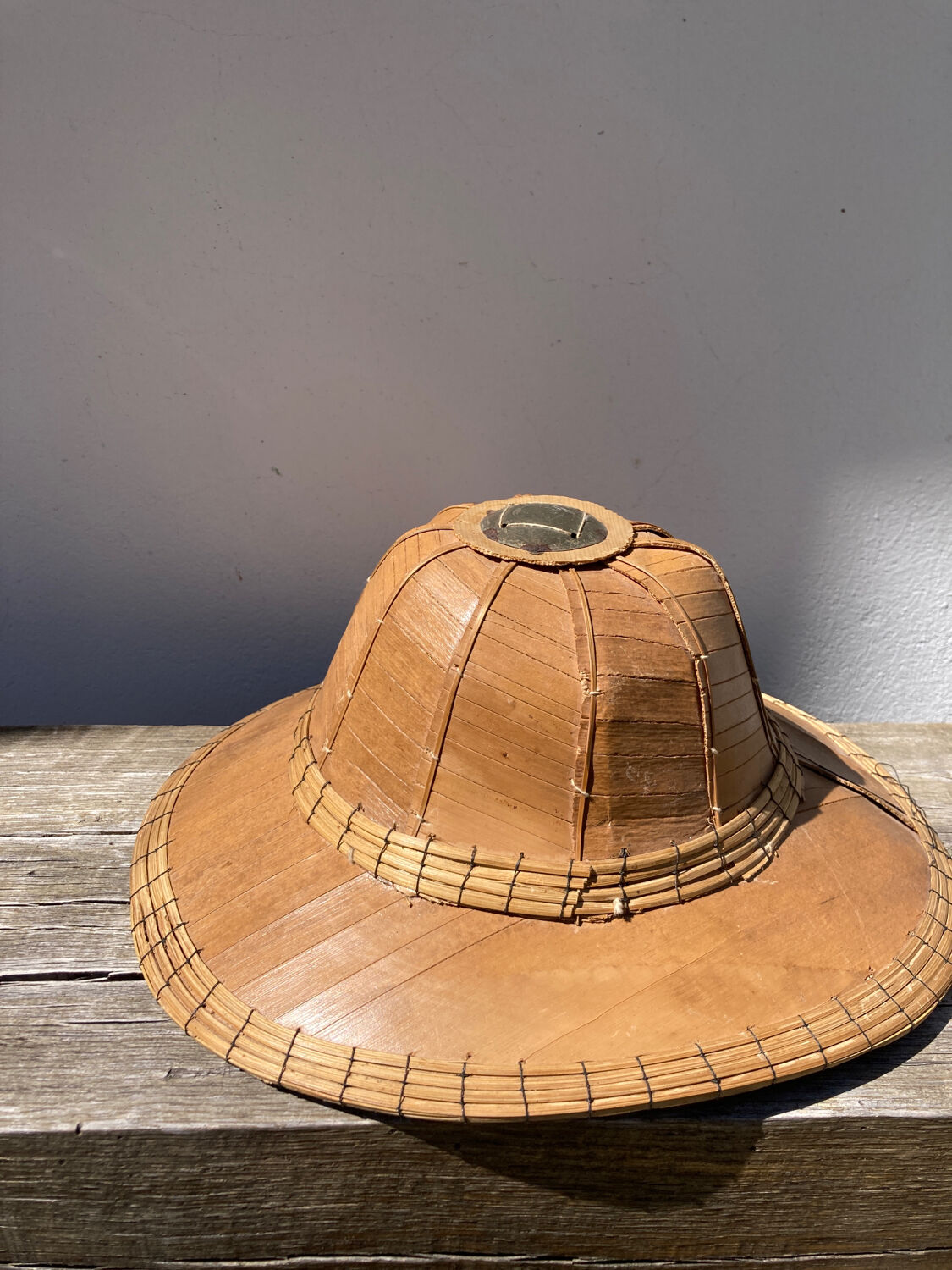 Colonial bamboo hat 70s wall decoration