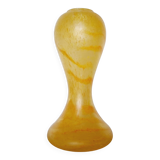 Vintage tulip shaped vase with flat base, in frosted (matte) blown glass