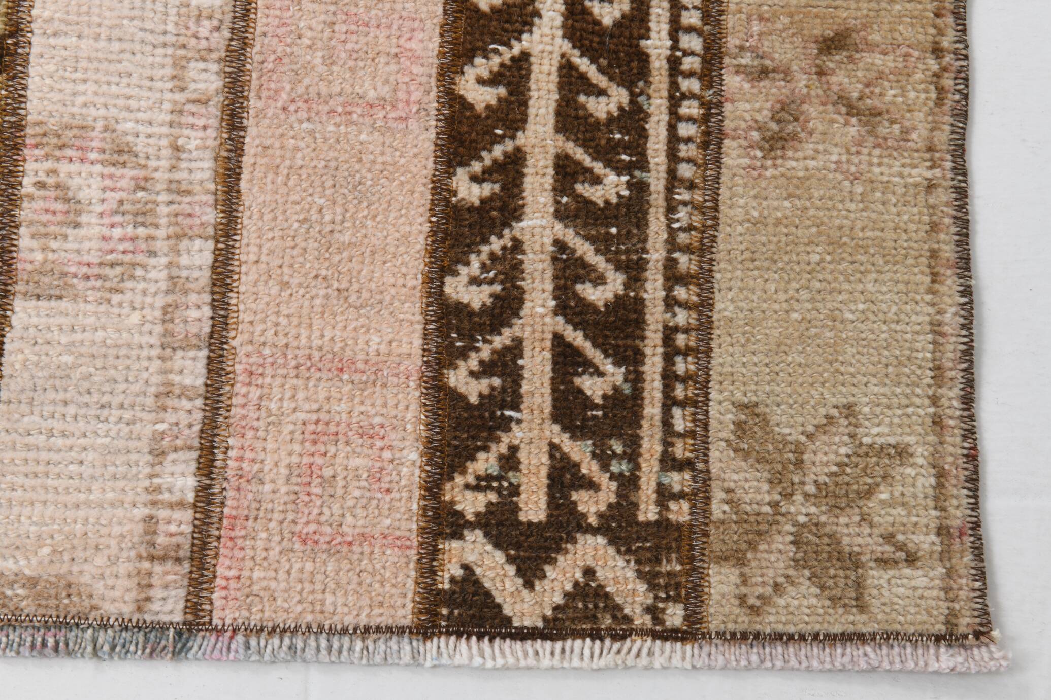 Pale Red Brown Hallway Vintage Runner Rug, 63x356Cm