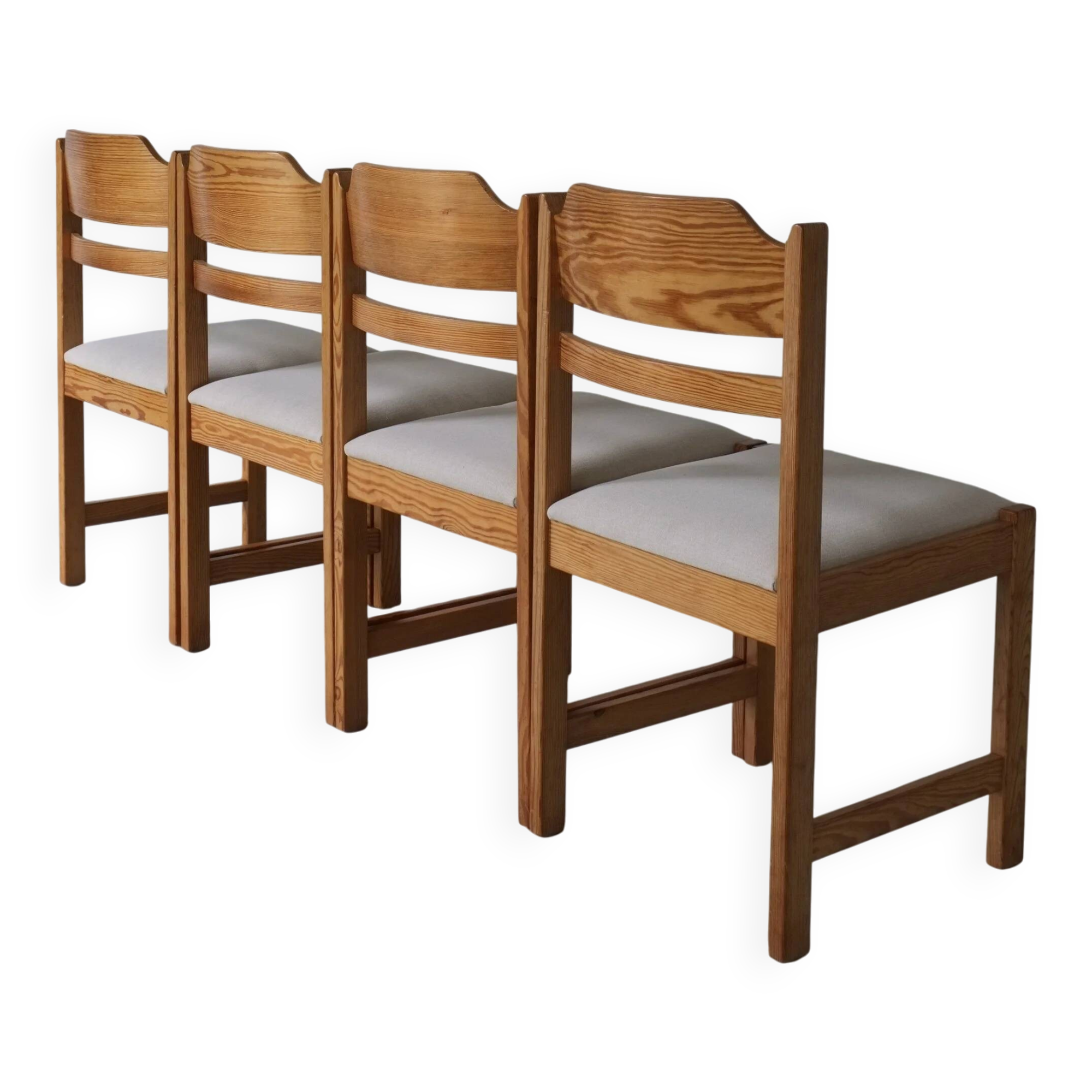 4 solid pine dining chairs | Sweden | 1960s
