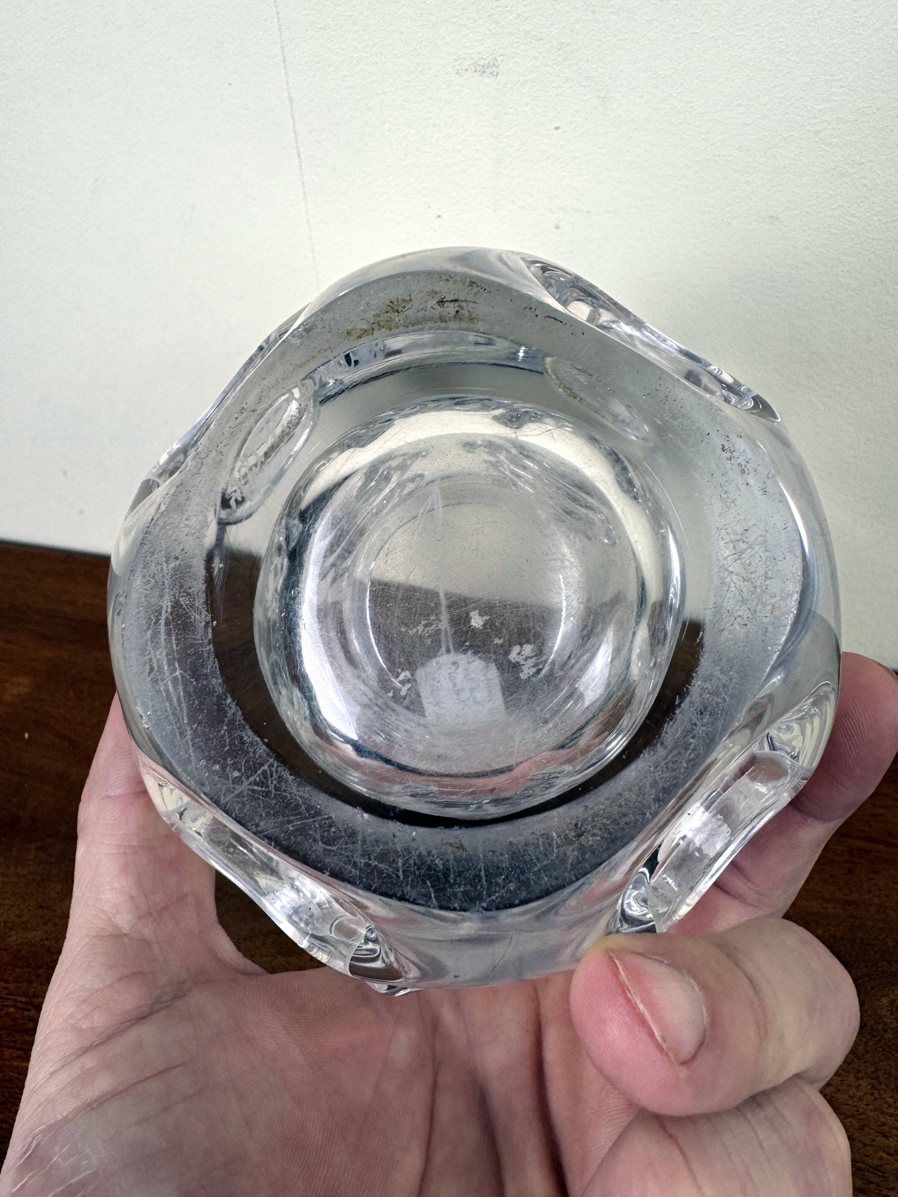 Val saint Lambert: stamped crystal vase circa 1960