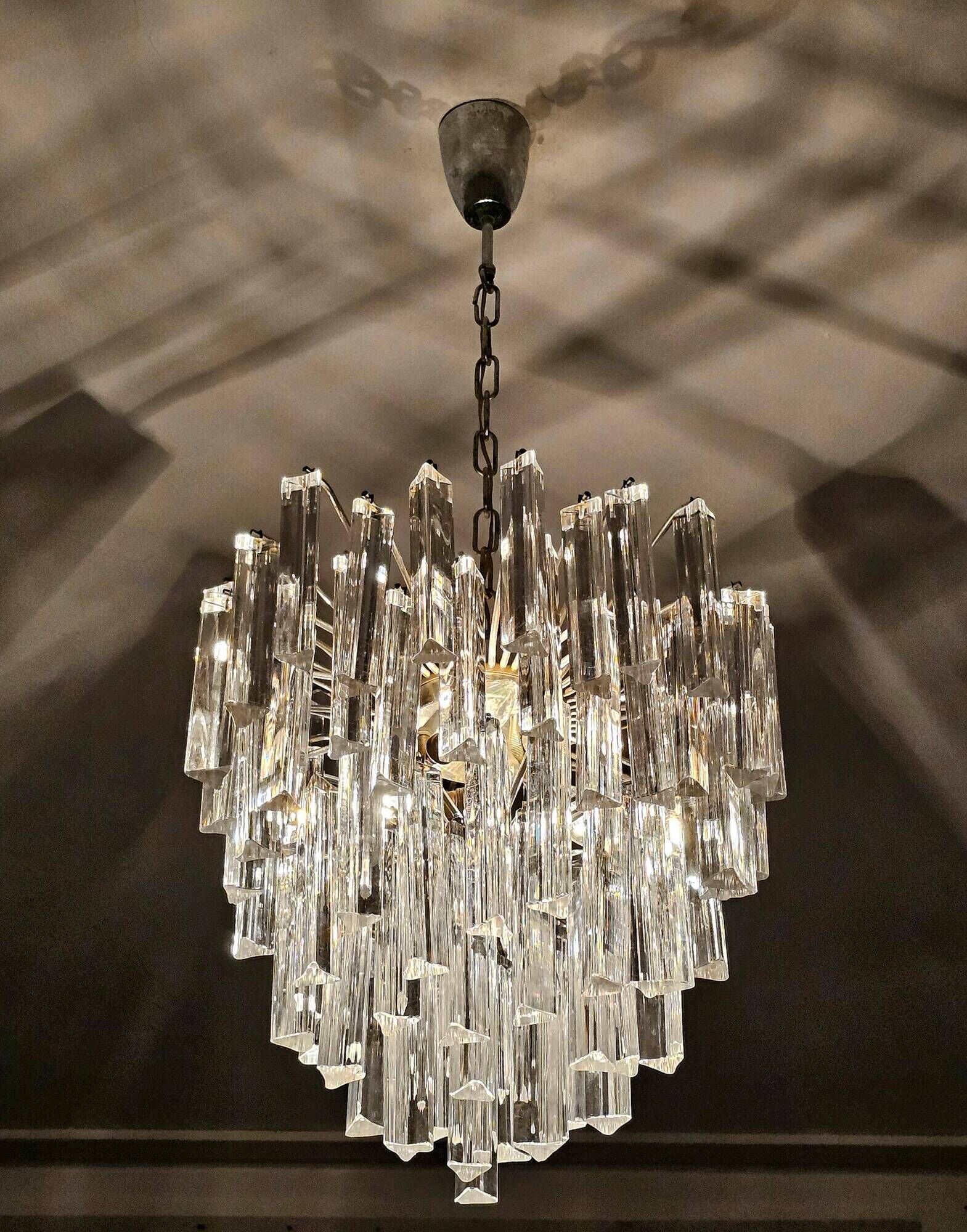 Mid-Century Modern Triedri Crystal Chandelier by Paolo Venini
