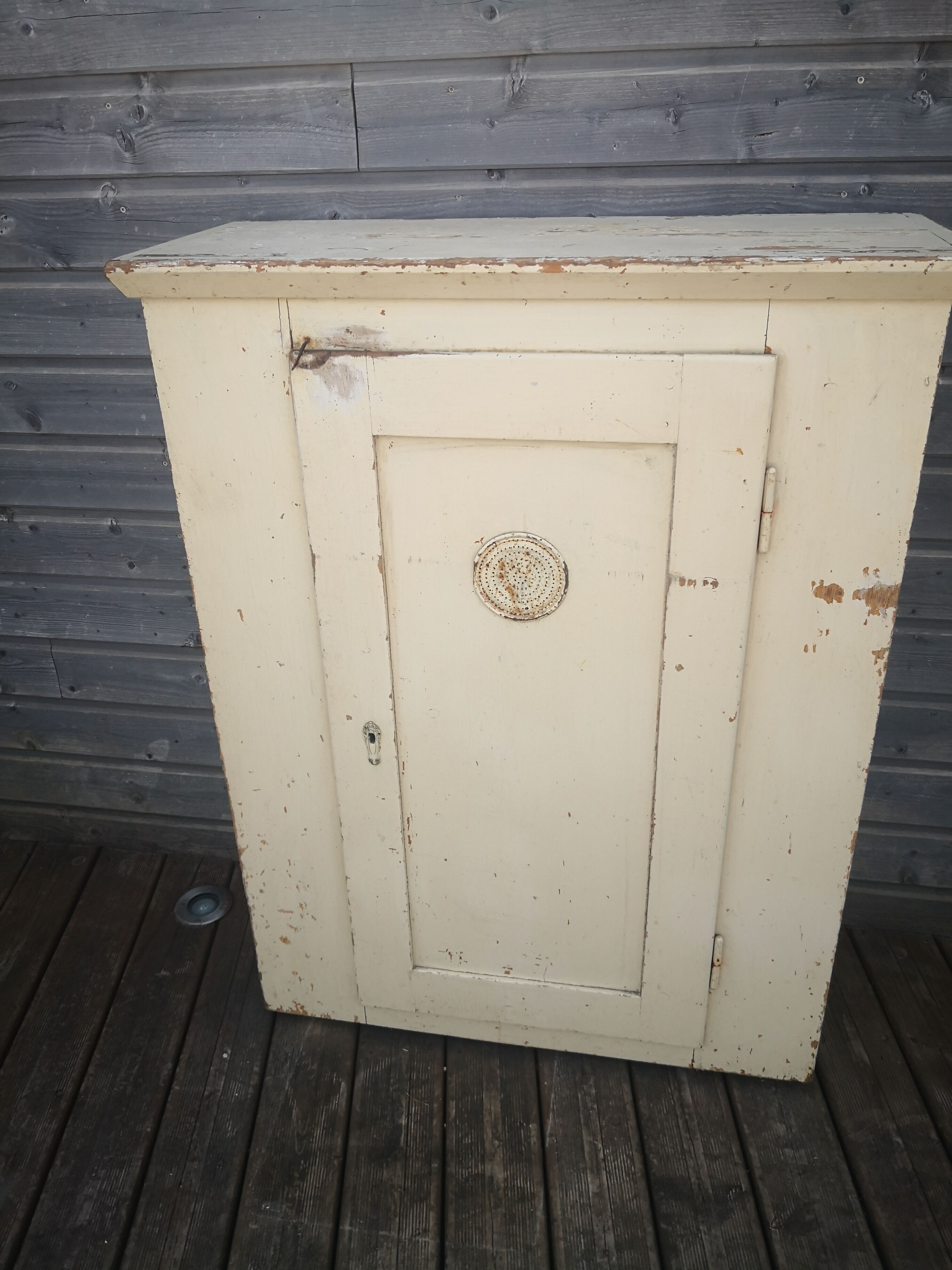 Vintage wooden pantry, old kitchen furniture