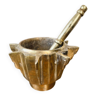 Large bronze mortar with pestle