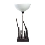 80s wooden lamp with polypropylene shade