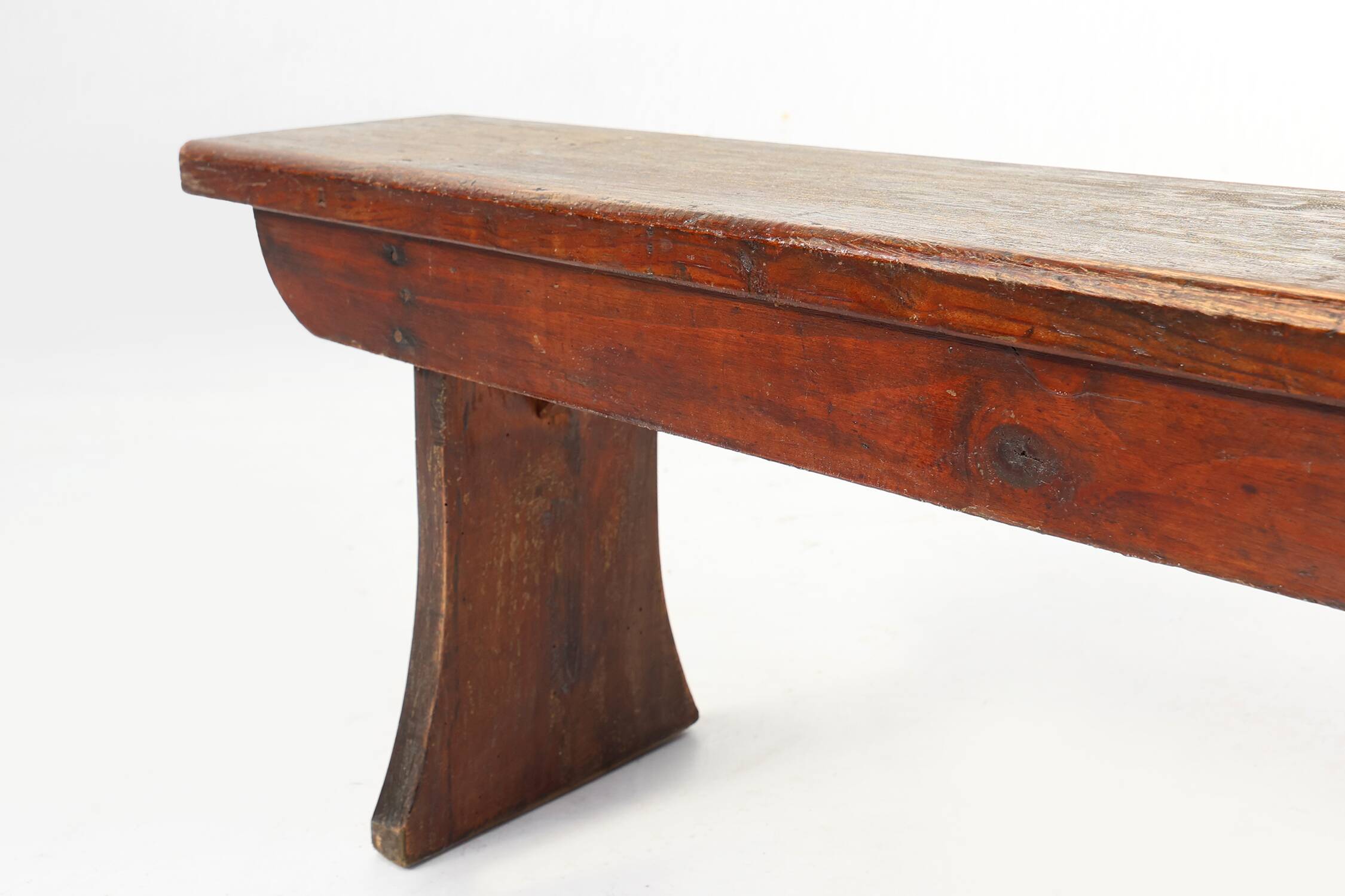 Banc rustique français en chêne brun, vers 1900
