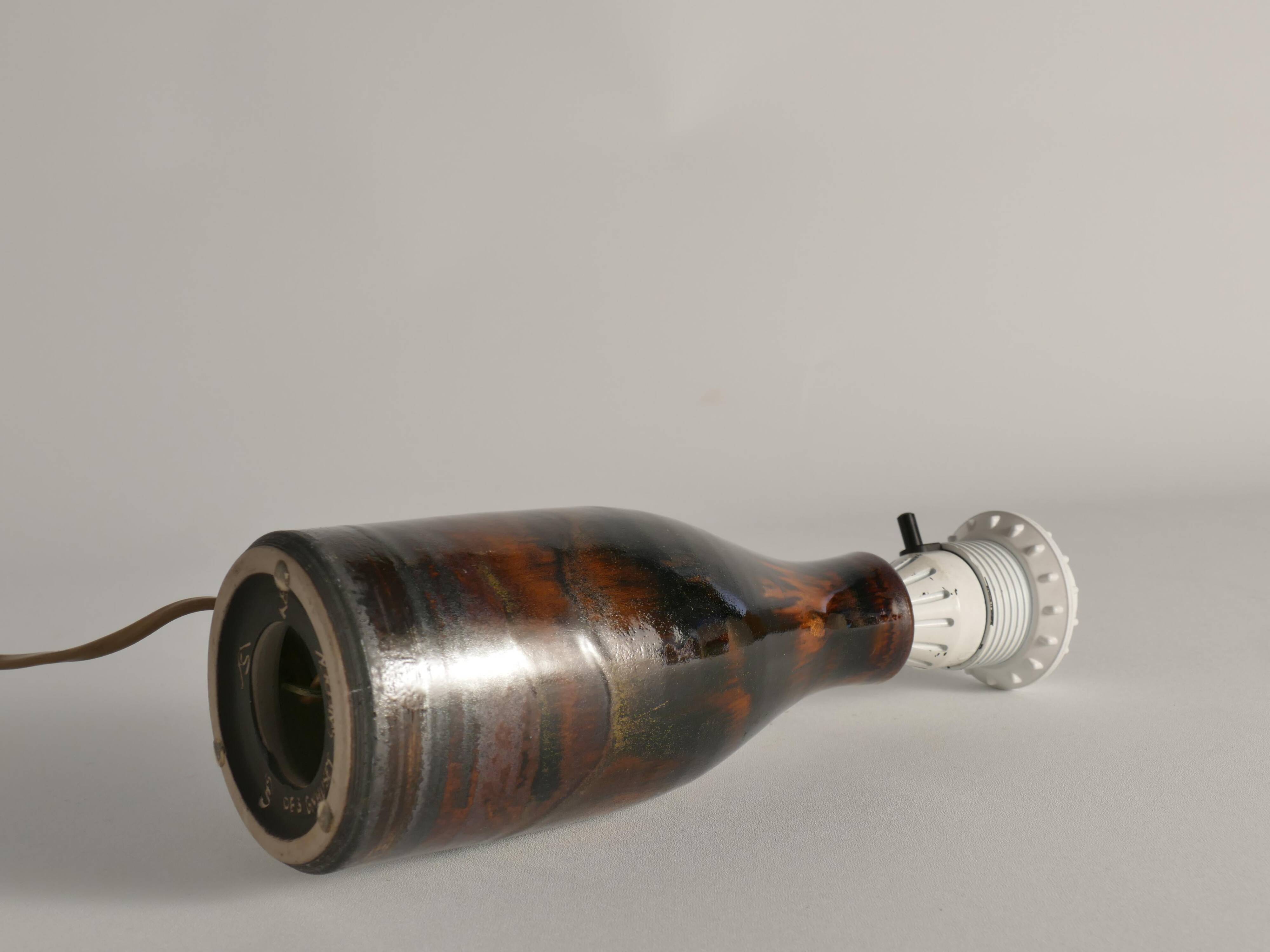 Brown Stoneware Table Lamp by Carl-Harry Stålhane, Designhuset, Sweden 1960s