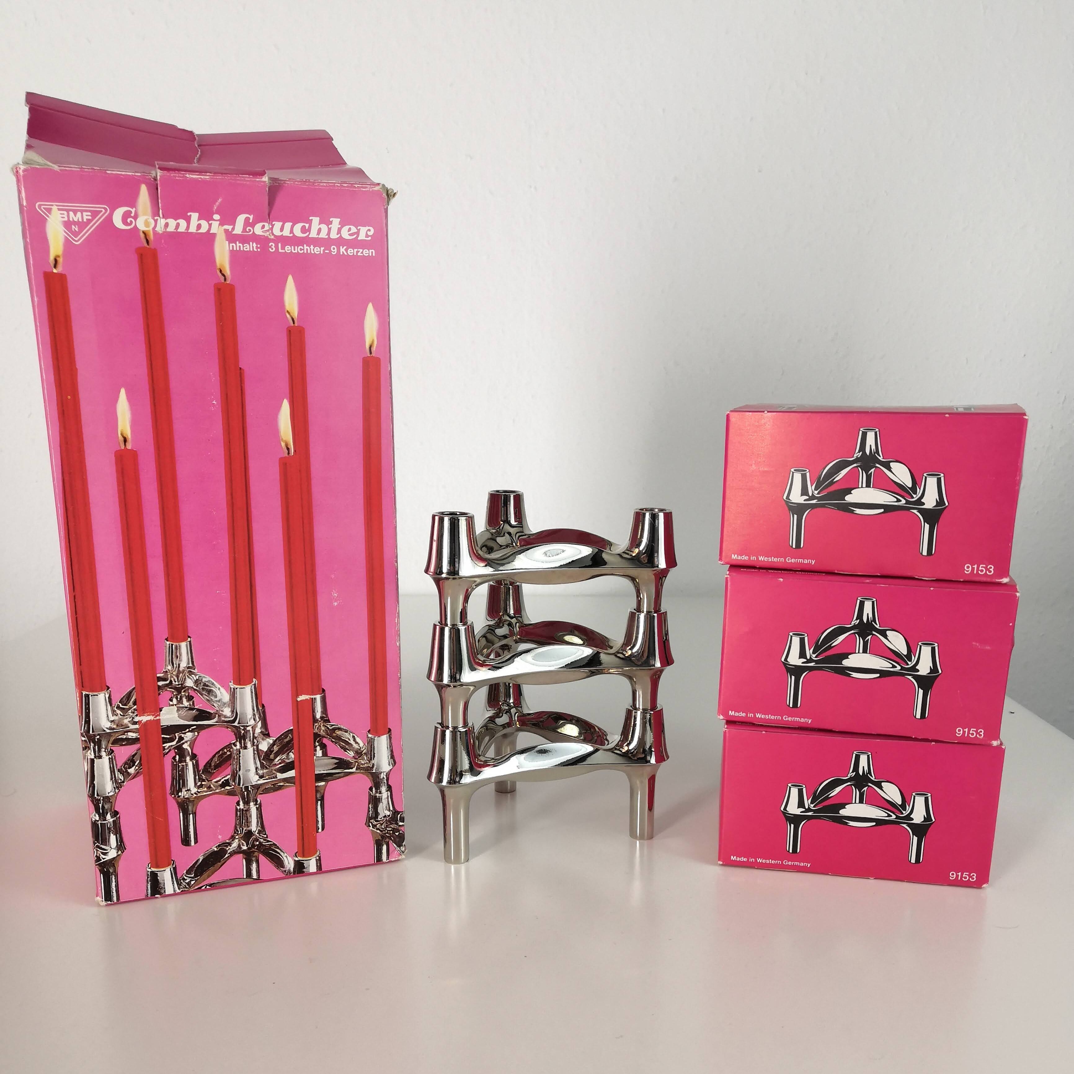 Set of three Nagel BMF candle holders