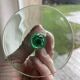 4 champagne flutes, Italian glassware, 1960s, green twisted stem