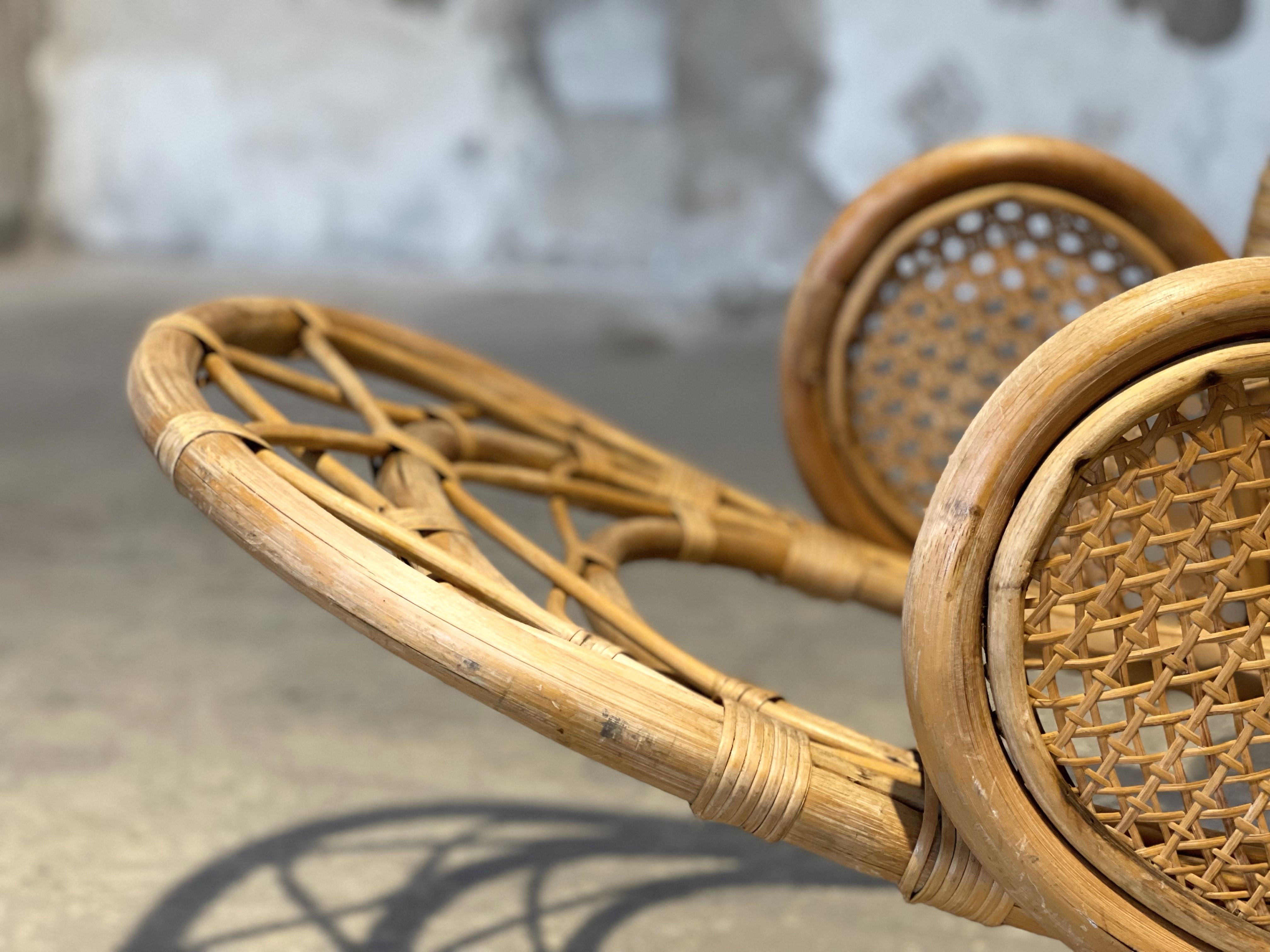XXL vintage rattan garden armchair or deck chair
