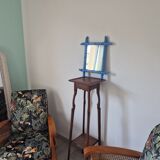 Vintage blue bamboo mirror 47 x 41 cm