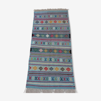 Kilim blue handmade carpets 95x195cm