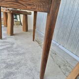Antique rustic farmhouse table in solid oak with one drawer - 1m15