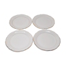 Set 4 assiettes plates porcelaine blanc et or