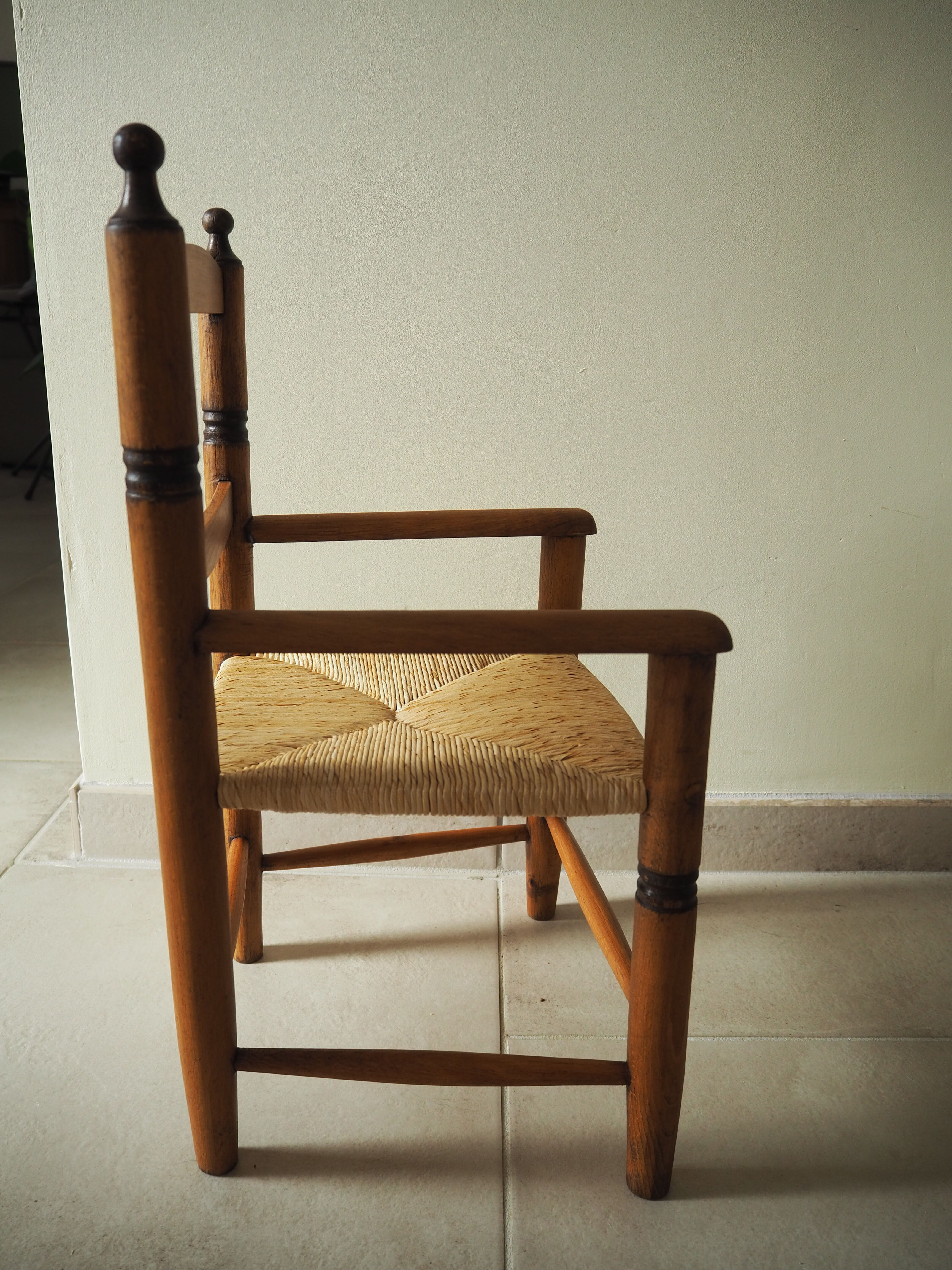 Old straw chair for children